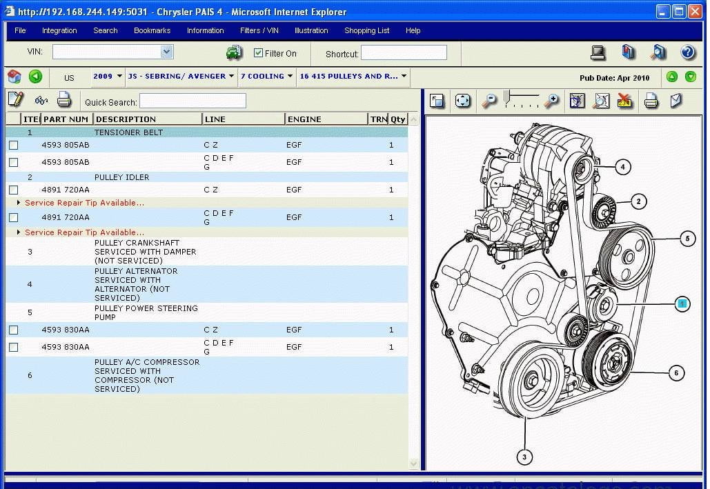 Refacciones para el Motor de Chrysler PT Cruiser 2001