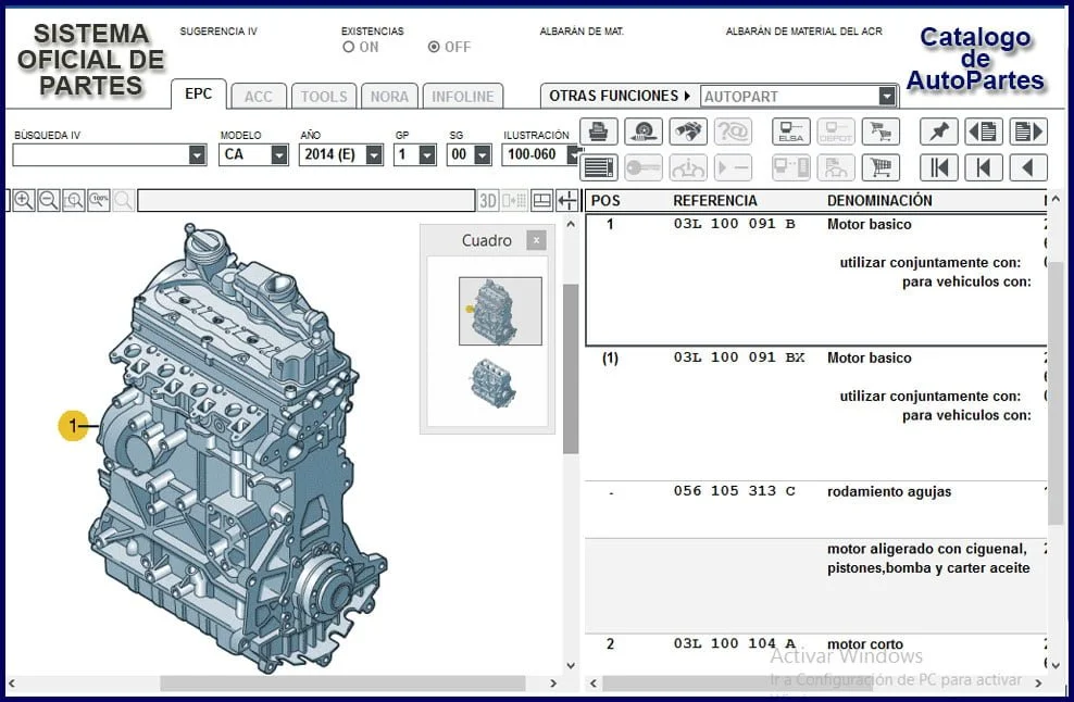 Catalogo de Refacciones para Volkswagen Saveiro 2011