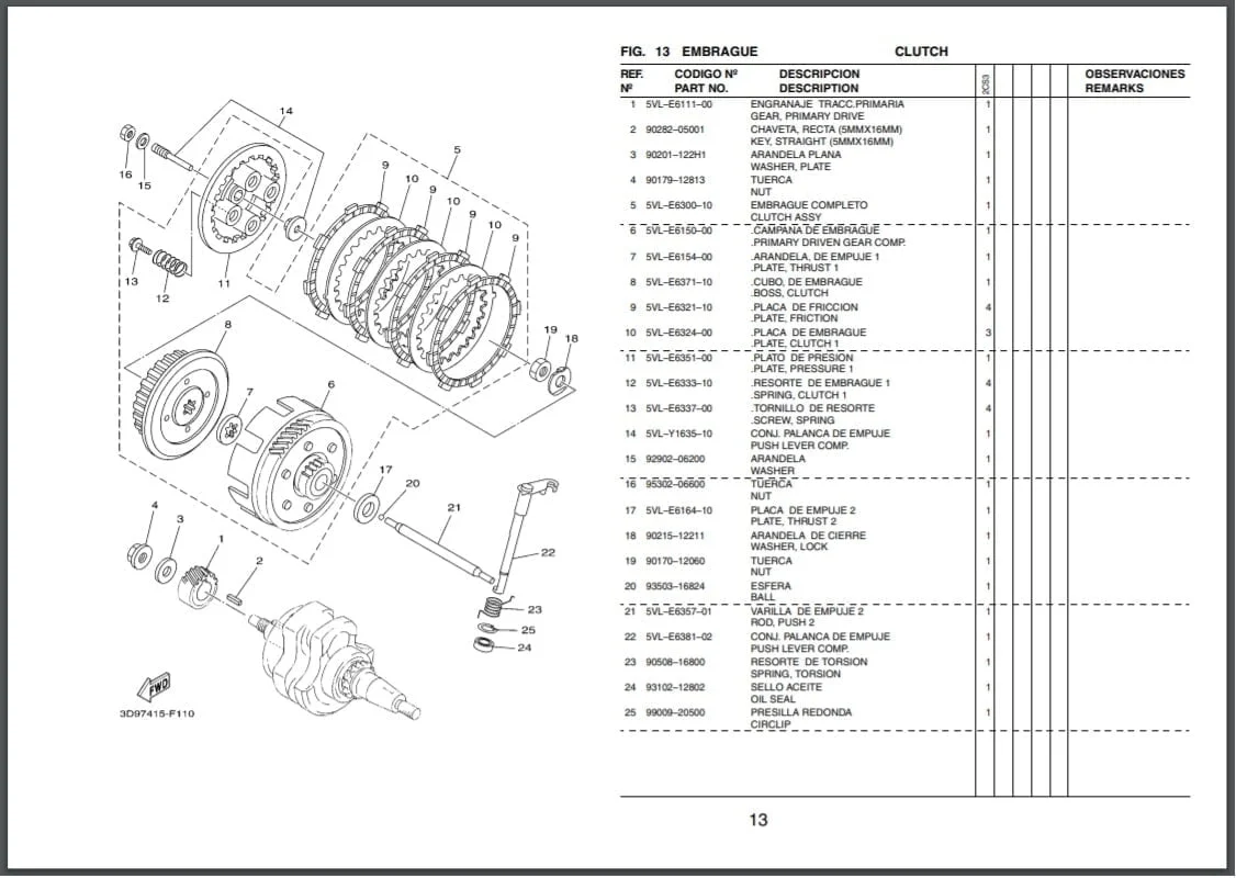 Descargar Manual de Repuestos Moto Yamaha WR426F