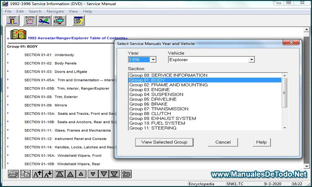 Contenido de Temas en Ford TIS 1992-1993