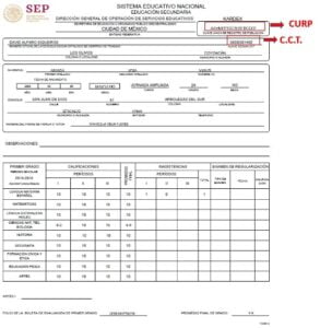 Reporte de Calificaciones de Secundaria