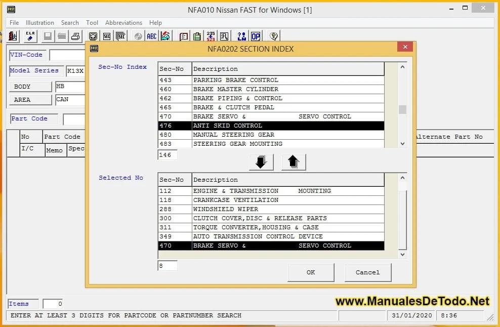 Refacciones para el Motor de Nissan Platina 2001