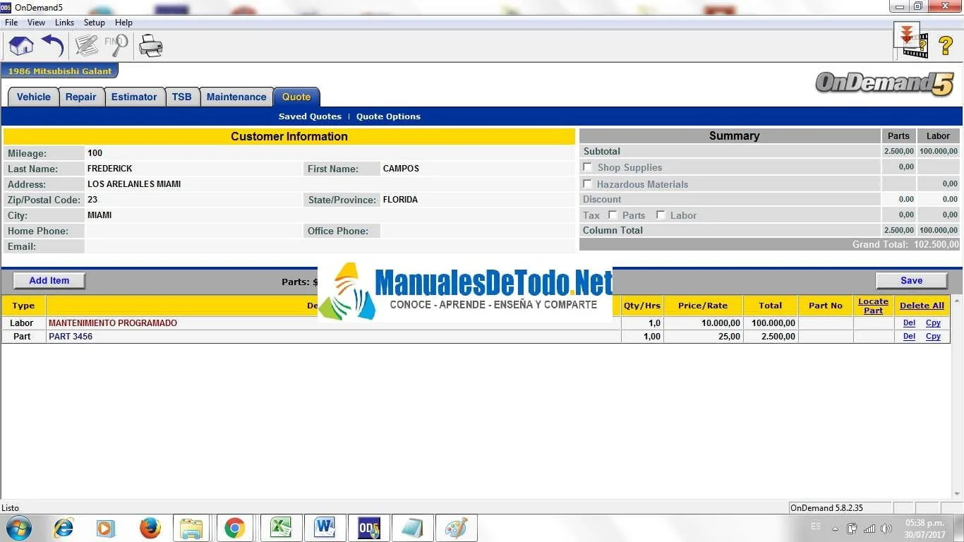 Sección de Cotización - Manual Mitchell Automotriz Pdf