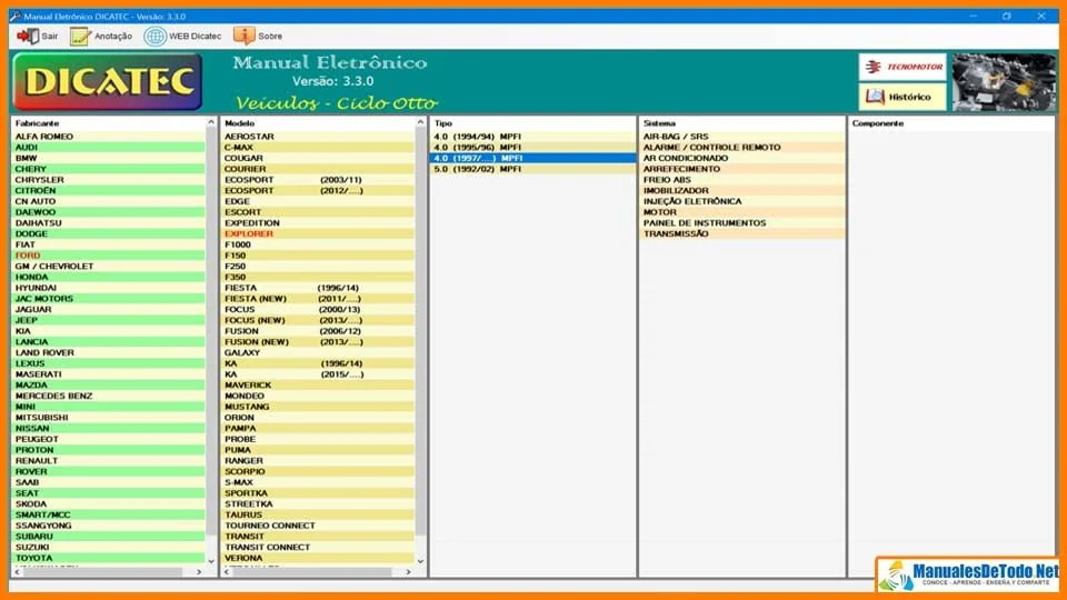 Marcas de Autos Incluidas en Software DICATEC