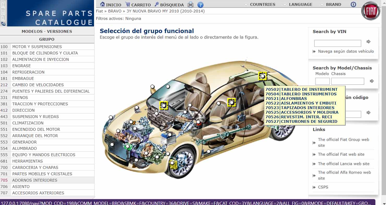 Configuración Catalogo de Partes FIAT ePER Catalogo de Partes